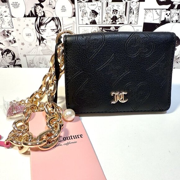 Juicy Couture Liquorice Top Notch Card Case Key Fob Wallet + Chunky Chain NWT - Picture 2 of 7